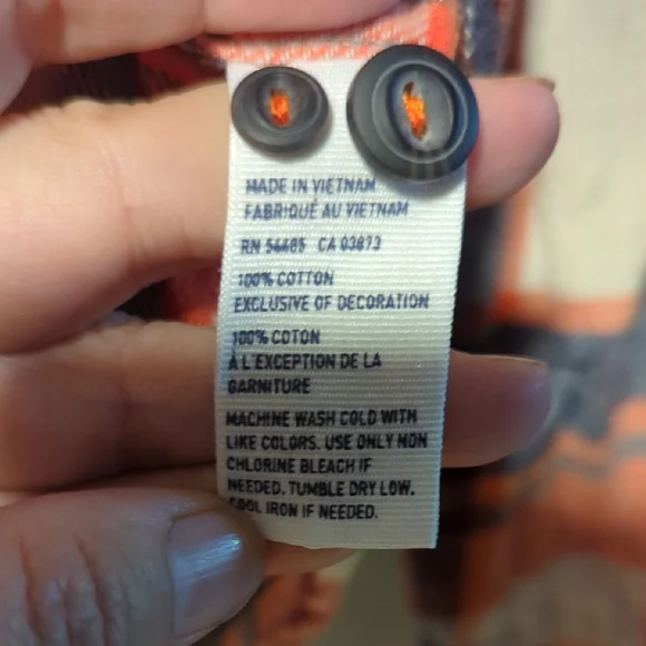 Stylish Plaid Button Down Shirt - Orange and Blue - Picture 8 of 9